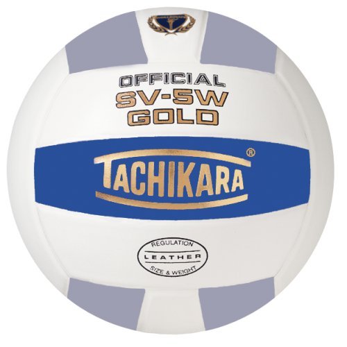 Picture of Tachikara SV5W-GOLD.CBWSL Gold Competition Premium Leather Volleyball - College Blue-White-Silver Gray