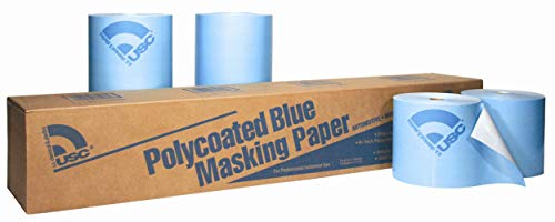 USC38012 12in. Premium Polcoated Blue Masking Paper - 3 Rolls per Case