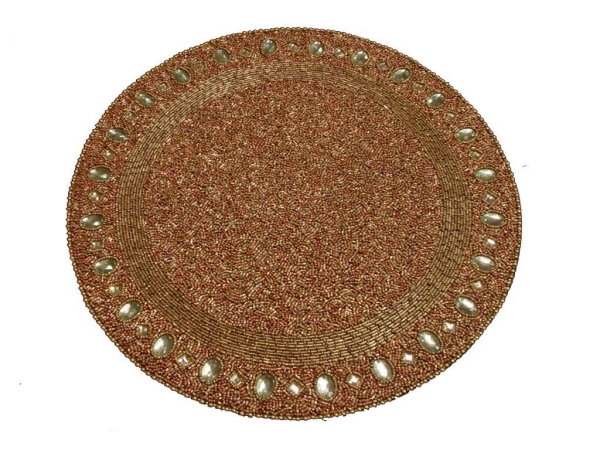 Picture of Kianni Decor PM - 09 Handcrafted Antique Copper Glassbead Placemat with jewel border