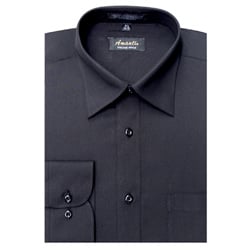 Men's Wrinkle Free Solid Black Dress Shirt