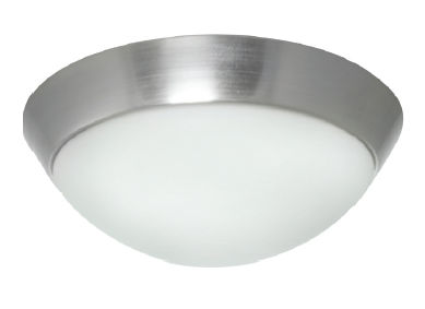 Efficient Lighting Contemporary Flushmount Brushed Nickel Finish with White Glass Energy Star Qualified