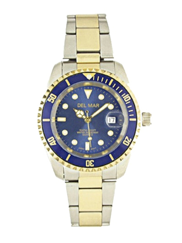 Picture of Del Mar 50119 Mens 200 Meter Sport Watch Two Tone with Blue Dial