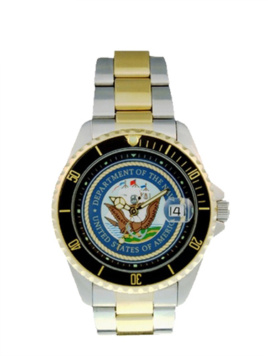 Picture of Del Mar 50493 Mens Navy Military Watches Two Tone