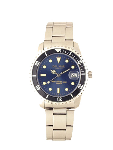 Picture of Del Mar 50494 Mens 200 Meter Sport Watch Classic Stainless Steel Blue Dial