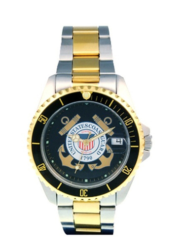 Picture of Del Mar 50499 Mens Coast Guard Military Watches Two Tone