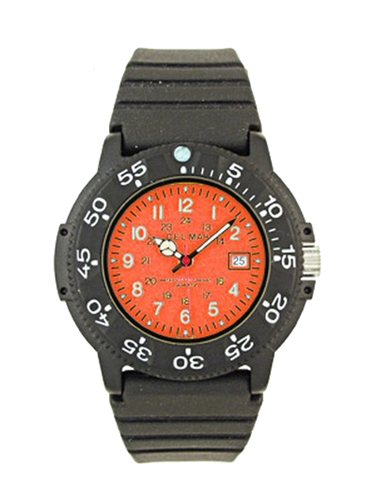 Del Mar 50506 Mens Dive 200 PU Watch with Orange Dial