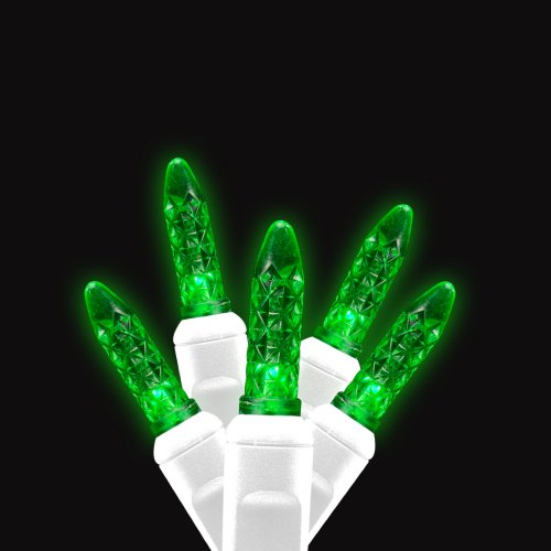 Icicle LED Light Strands - Green Full Wave with White Wire