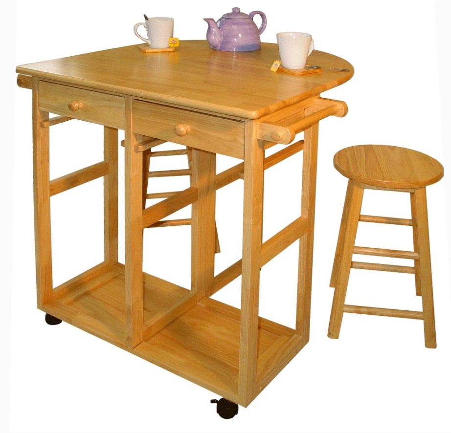Picture of Yu Shan CO USA Ltd 355-20 Breakfast cart with drop-leaf table  Natural