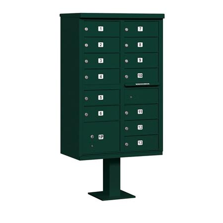 3313GRN-U Cluster Box Unit - 13 B Size Doors - Type IV - Green - USPS Access