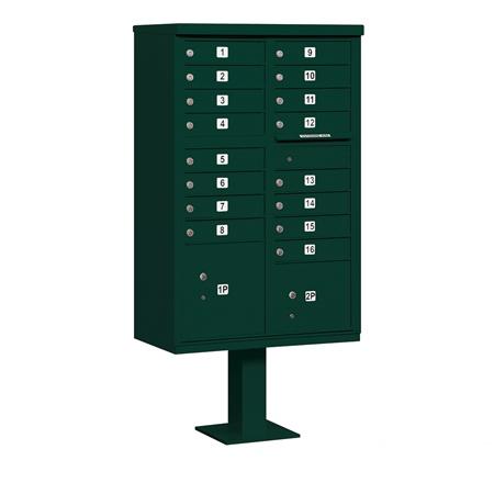 Cluster Box Unit - 16 Doors - Type III - Green - USPS Access