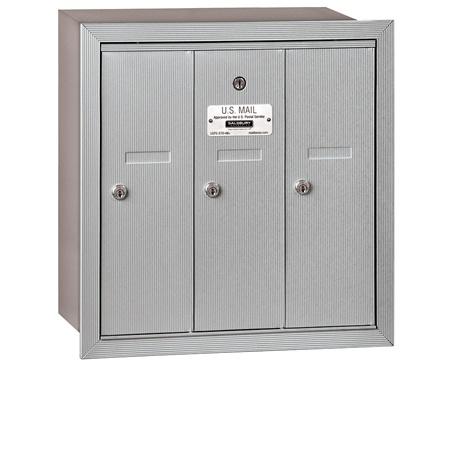 Vertical Mailbox  Aluminum  3 Doors  Recessed Mount  Private Access