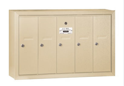 3505SSP Vertical Mailbox - 5 Doors - Sandstone - Surface Mounted - Private Access