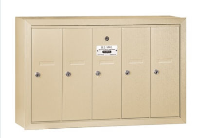 3505SSU Vertical Mailbox - 5 Doors - Sandstone - Surface Mounted - USPS Access