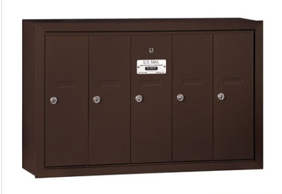 3505ZSP Vertical Mailbox - 5 Doors - Bronze - Surface Mounted - Private Access