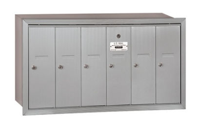 Vertical Mailbox  6 Doors  Aluminum  Recessed Mounted  Private Access