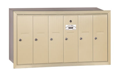 3506SRP Vertical Mailbox  6 Doors  Sandstone  Recessed Mounted  Private Access