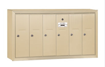 3506SSP Vertical Mailbox - 6 Doors - Sandstone - Surface Mounted - Private Access