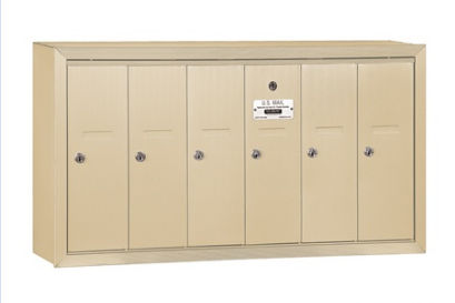 3506SSU Vertical Mailbox - 6 Doors - Sandstone - Surface Mounted - USPS Access