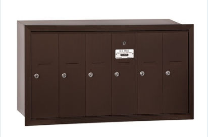 3506ZRP Vertical Mailbox  6 Doors  Bronze  Recessed Mounted  Private Access