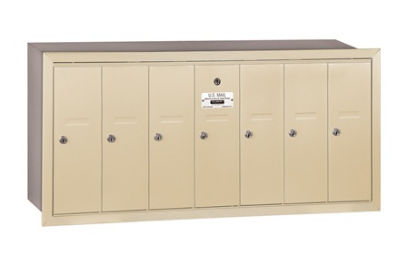 Vertical Mailbox  7 Doors  Sandstone  Recessed Mounted  USPS Access