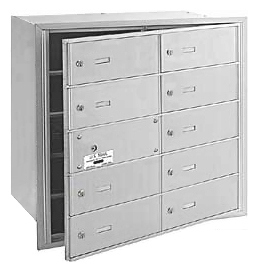3610AFP 10 Doors 4B+ Horiz Mailbox in Aluminum - Front Loading Private Access