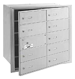 3610AFU 10 Doors 4B+ Horiz Mailbox in Aluminum - Front Loading USPS Access