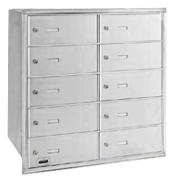 10 Doors 4B+ Horiz Mailbox in Aluminum - Rear Loading Private Access - Aluminum