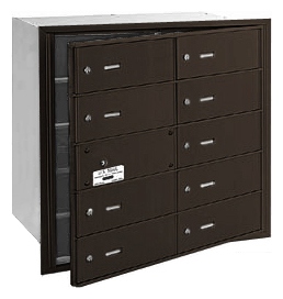 3610ZFP 10 Doors 4B+ Horiz Mailbox in Bronze - Front Loading Private Access
