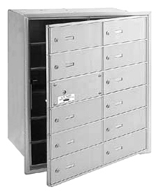 3612AFP 12 Door 4B+ Horiz Mailbox in Aluminum - Front Loading Private Access