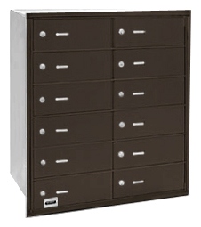 3612ZRU 12 Door 4B+ Horiz Mailbox in Bronze - Rear Loading USPS Access
