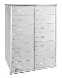 14 Door 4B+ Horiz Mailbox in Aluminum - Rear Loading Private Access
