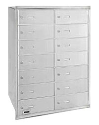 3614ARU 14 Door 4B+ Horiz Mailbox in Aluminum - Rear Loading USPS Access