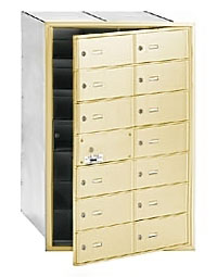3614SFU 14 Door 4B+ Horiz Mailbox in Sandstone - Front Loading USPS Access