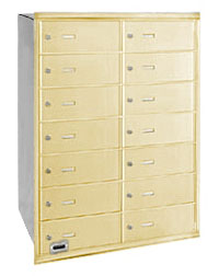 3614SRU 14 Door 4B+ Horiz Mailbox in Sandstone - Rear Loading USPS Access