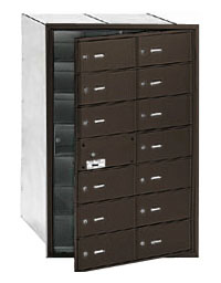 3614ZFP 14 Door 4B+ Horiz Mailbox in Bronze - Front Loading Private Access