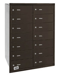 3614ZRU 14 Door 4B+ Horiz Mailbox in Bronze - Rear Loading USPS Access