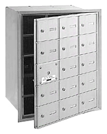 3615AFU 15 Doors 4B+ Horiz Mailbox in Aluminum - Front Loading USPS Access