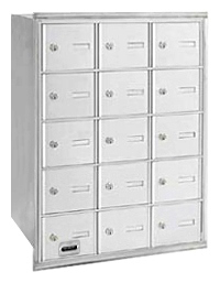 3615ARU 15 Doors 4B+ Horiz Mailbox in Aluminum - Rear Loading USPS Access