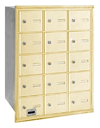3615SRU 15 Doors 4B+ Horiz Mailbox in Sandstone - Rear Loading USPS Access