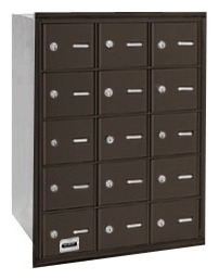 3615ZRU 15 Doors 4B+ Horiz Mailbox in Bronze - Rear Loading USPS Access