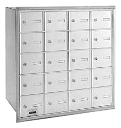 3620ARP 20 Doors 4B+ Horiz Mailbox in Aluminum - Rear Loading Private Access