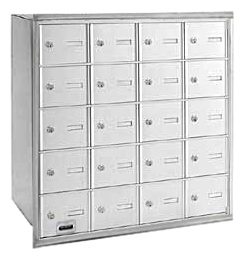 3620ARU 20 Doors 4B+ Horiz Mailbox in Aluminum - Rear Loading USPS Access