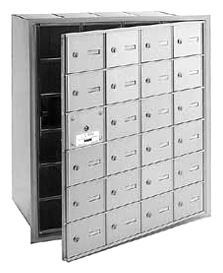 3624AFU 24 Doors 4B+ Horiz Mailbox in Aluminum - Front Loading USPS Access