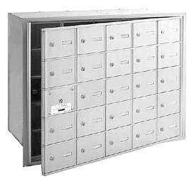 3625AFP 25 Doors 4B+ Horiz Mailbox in Aluminum - Front Loading Private Access