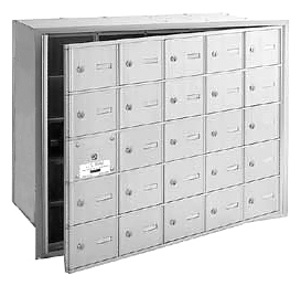 3625AFU 25 Doors 4B+ Horiz Mailbox in Aluminum - Front Loading USPS Access