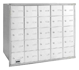 3625ARU 25 Doors 4B+ Horiz Mailbox in Aluminum - Rear Loading USPS Access