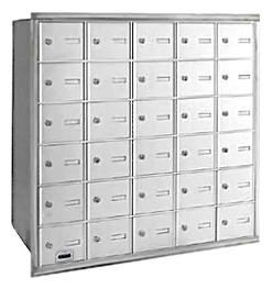3630ARU 30 Doors 4B+ Horiz Mailbox in Aluminum - Rear Loading USPS Access