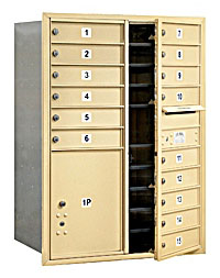 3711D-15SFP Mailbox with 15 MB1 Doors in Sandstone - Front Loading Private Access