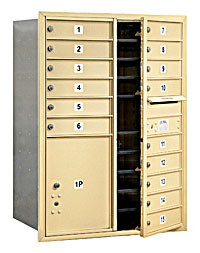 Mailbox with 15 MB1 Doors in Sandstone - Front Loading USPS Access