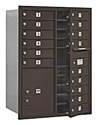 3711D-15ZFP Mailbox with 15 MB1 Doors in Bronze - Front Loading Private Access